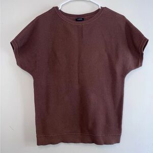 Talbots Brown Cap Sleeve Blouse Cotton Blend Size M